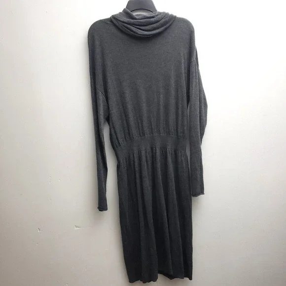 Daisy Fuentes Cowl Neck Sweater Dress XL Solid Gray Long Sleeves Midi NWT - Picture 4 of 6